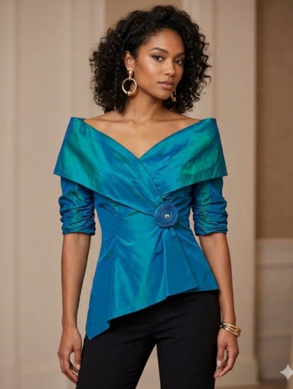 Vtg 80's Watters & Watters Taffeta Top Sz 8